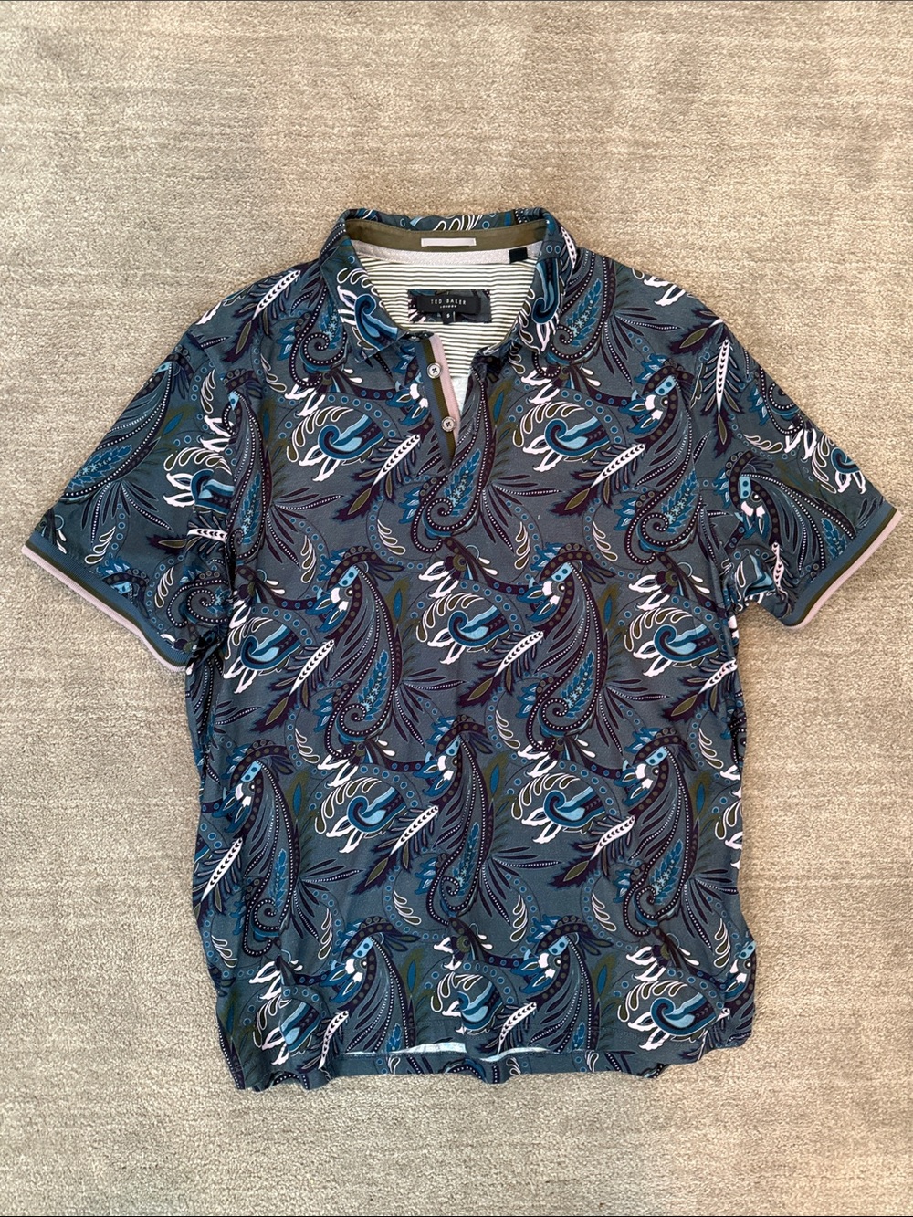Ted Baker Men’s Paisley Polo in Blue and Teal